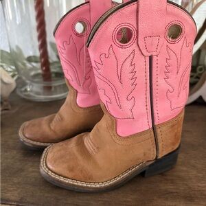 Kids Pink and Tan Cowboy Boots